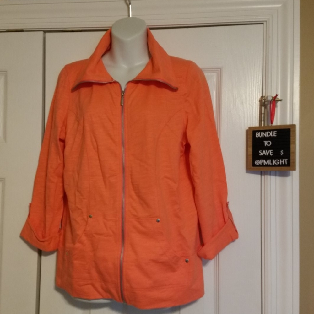 Lizwear Jacket Medium Peach Tangerine Zip Up